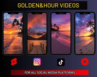 Vídeos 4K de la hora dorada / Reels con estética de atardecer, TikTok (descarga digital)