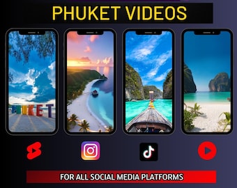 Premium 50 Phuket Videos|YouTube|Shorts|TikTok|Reels|Thailand,Resorts,Diving,Palm Trees,Temples,Waterfalls,Temples,Jungle,Boating,Historical