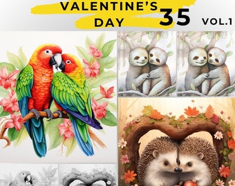 35 VALENTINE'S DAY, Animals coloring, King cat coloring page, Grayscale Adult Coloring Book,  download Greyscale animal