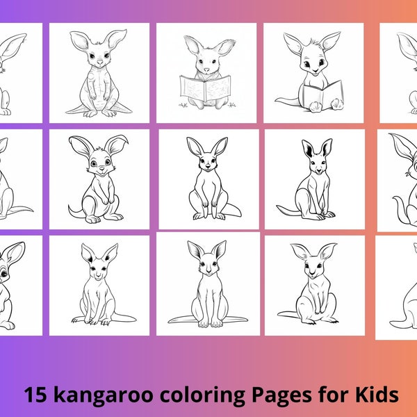 12 Kangaroo coloring book,wildlife printable kids coloring pages,Educational activity sheets for kids,preschoolers pages