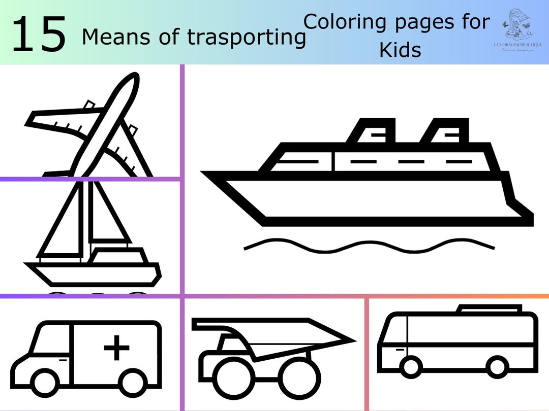 15 Means of Transportation Coloring Book, Cars Printable Coloring Pages ...