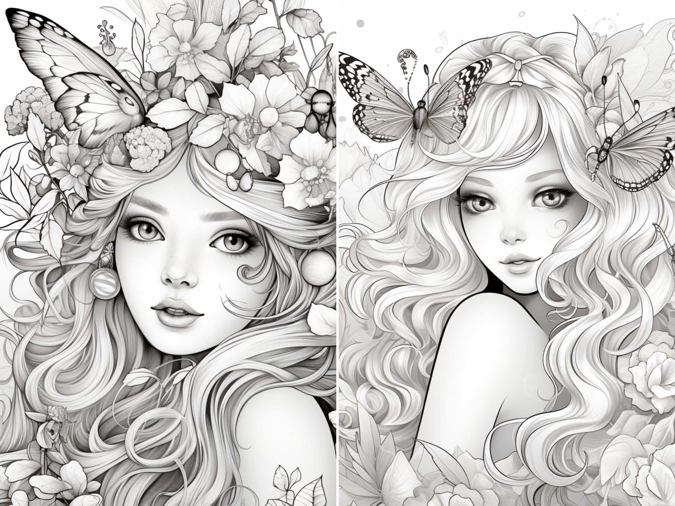 Beauties in Fairyland Coloring Book: Coloring Book for Women, Featuring  Beautifu