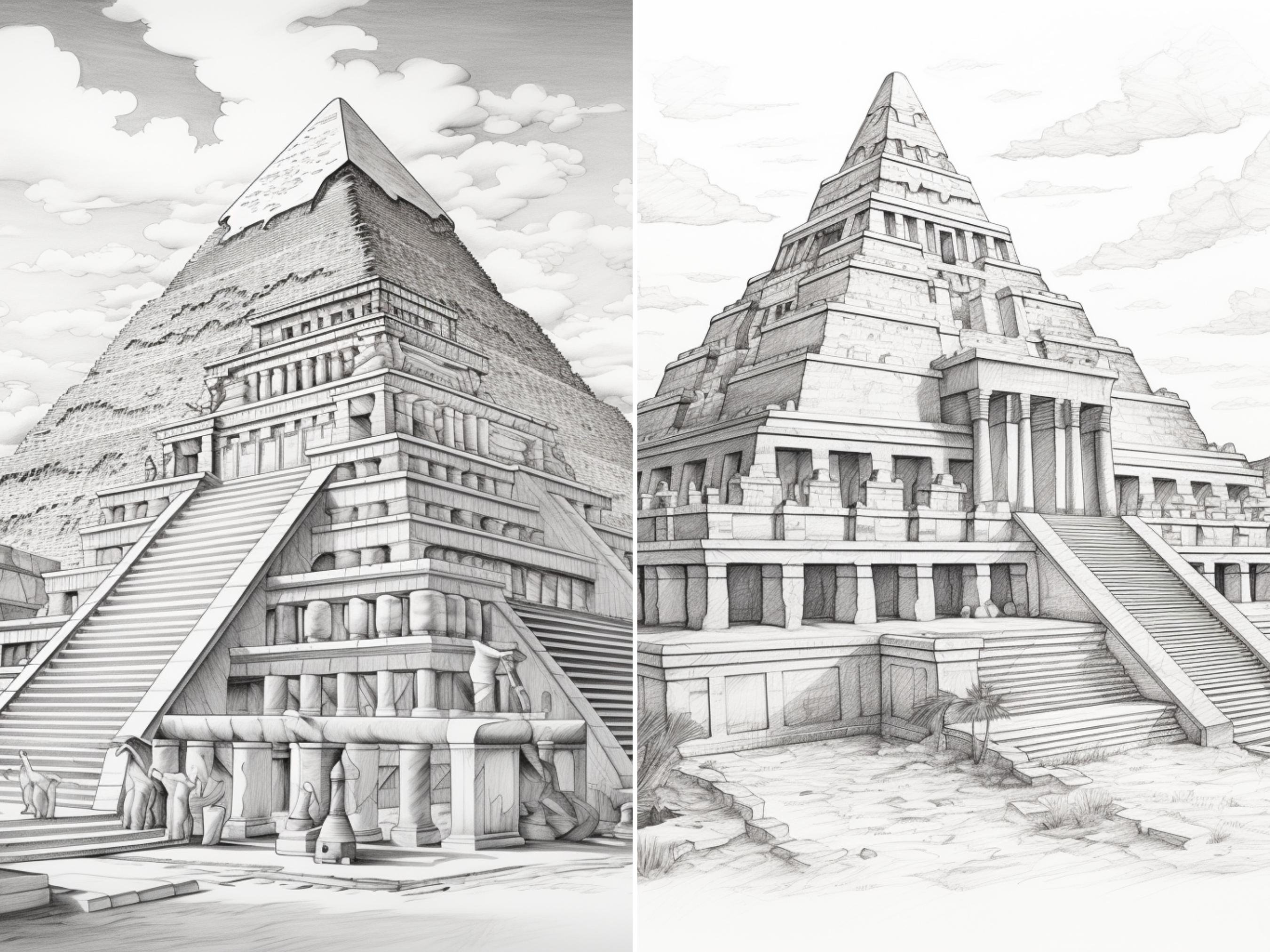 Pirámide del antiguo Egipto dentro de la página del libro de colorear para  niños y adultos con arqueólogos en busca de tesoros 10809594 Vector en  Vecteezy