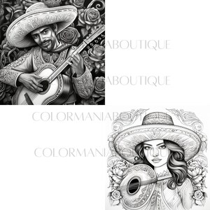 16 MARIACHI MEXICO, Greyscale Coloring Book,printable Adult Coloring ...