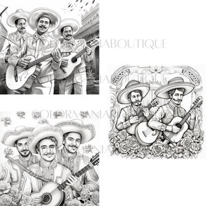 16 MARIACHI MEXICO, Greyscale Coloring Book,printable Adult Coloring ...