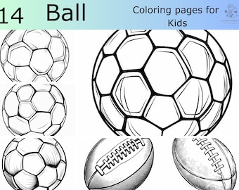 14 Balls coloring book, balls printable kids coloring pages, Educational kids activity sheets, preschoolers page