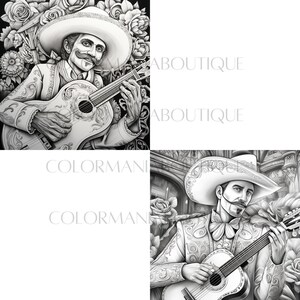16 MARIACHI MEXICO, Greyscale Coloring Book,printable Adult Coloring ...