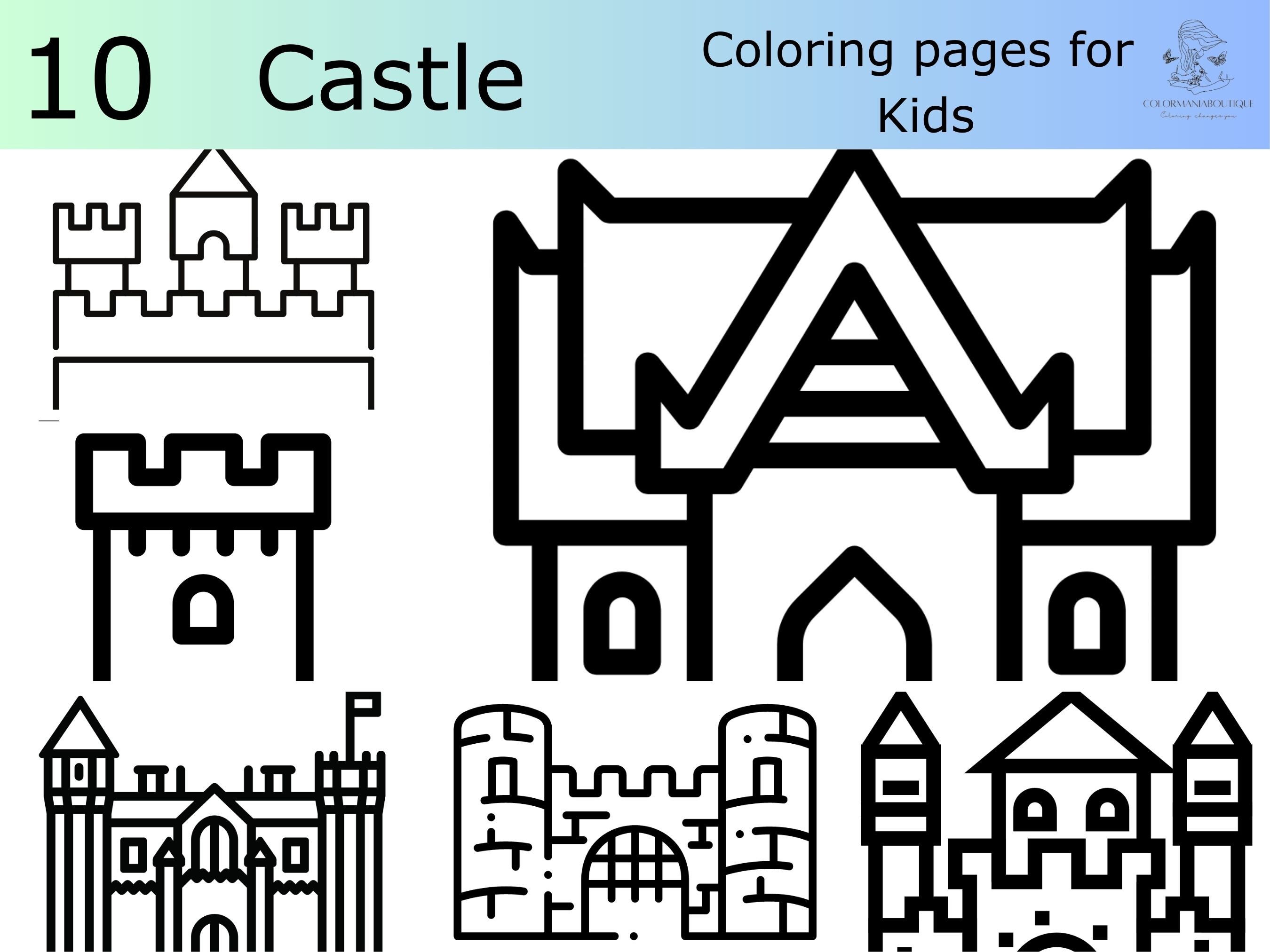 10 Castle Images Printable Coloring Sheet for Kidseducational - Etsy