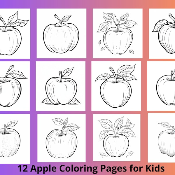 12 Apple coloring book, Fruits printable kids coloring pages, Food activity sheets for kids,preschoolers activity sheet