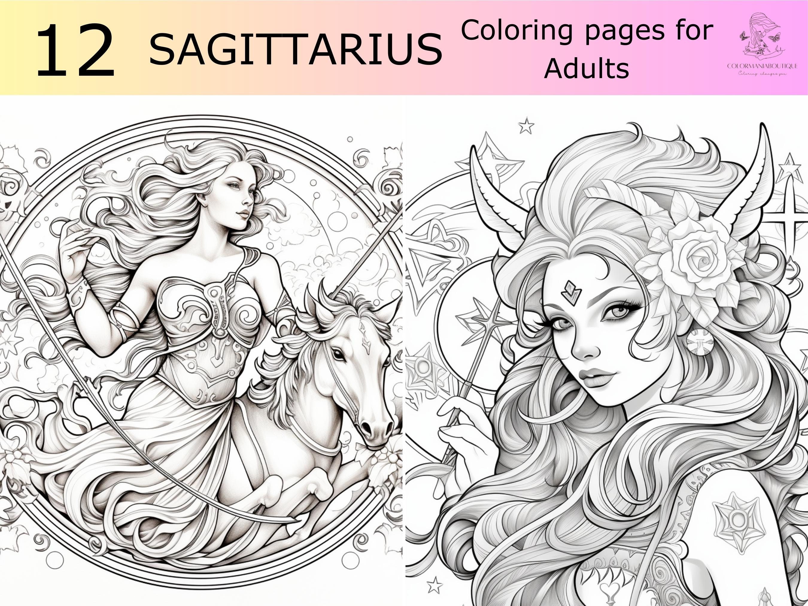 Comic Zodiac - Large Print & Easy PDF Coloring Book For Adults