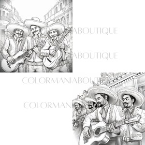 16 MARIACHI MEXICO, Greyscale Coloring Book,printable Adult Coloring ...