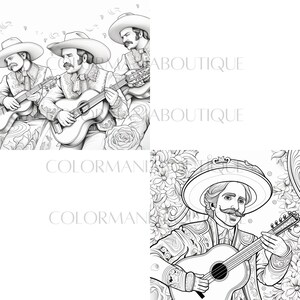 16 MARIACHI MEXICO, Greyscale Coloring Book,printable Adult Coloring ...