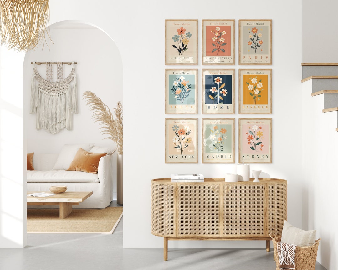 9 Piece Wall Art Flower Market Set (digital Download) - Etsy