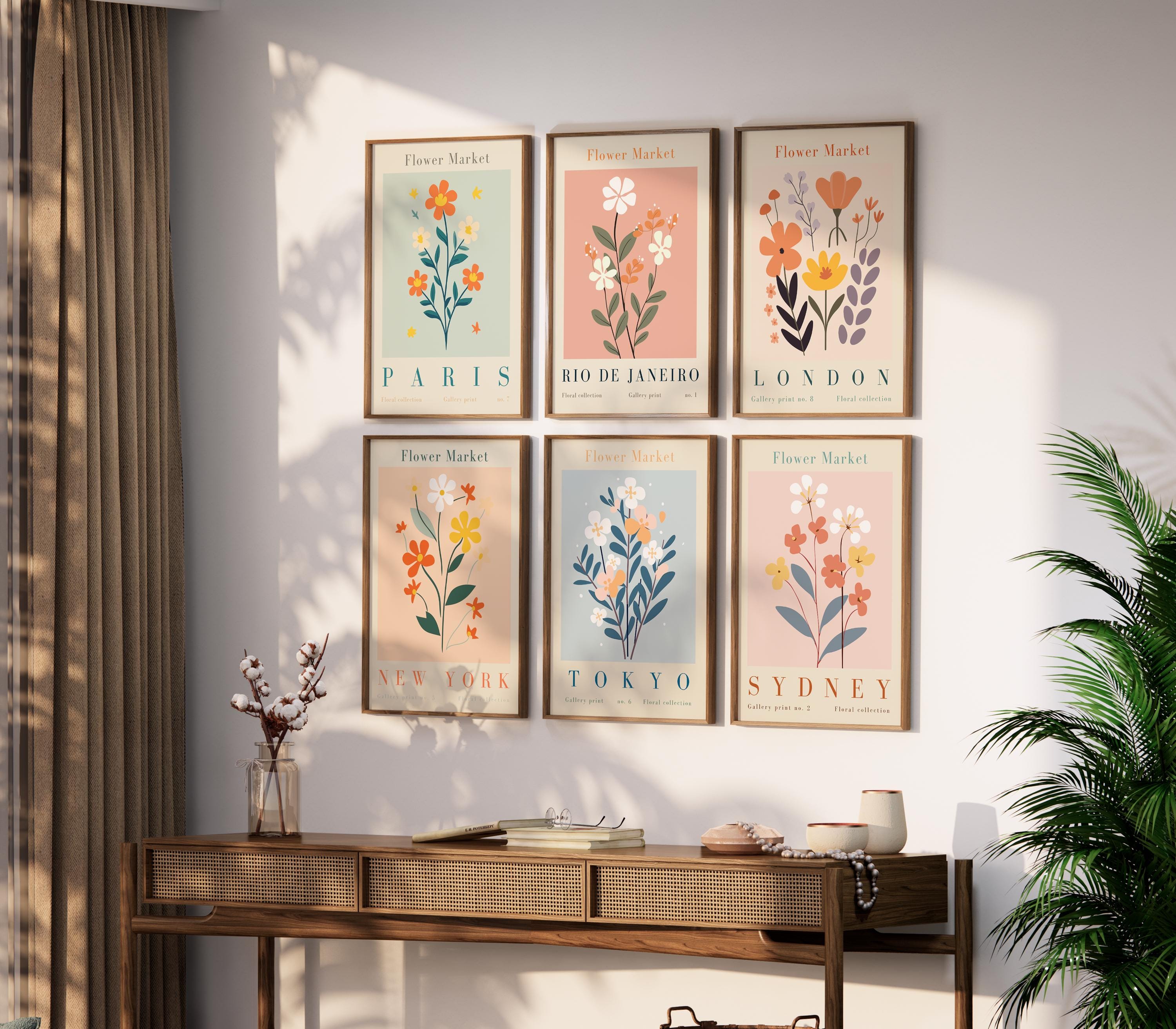 Vintage Flower Market Prints Set of 9 ,botanical Wall Art Bundle ...