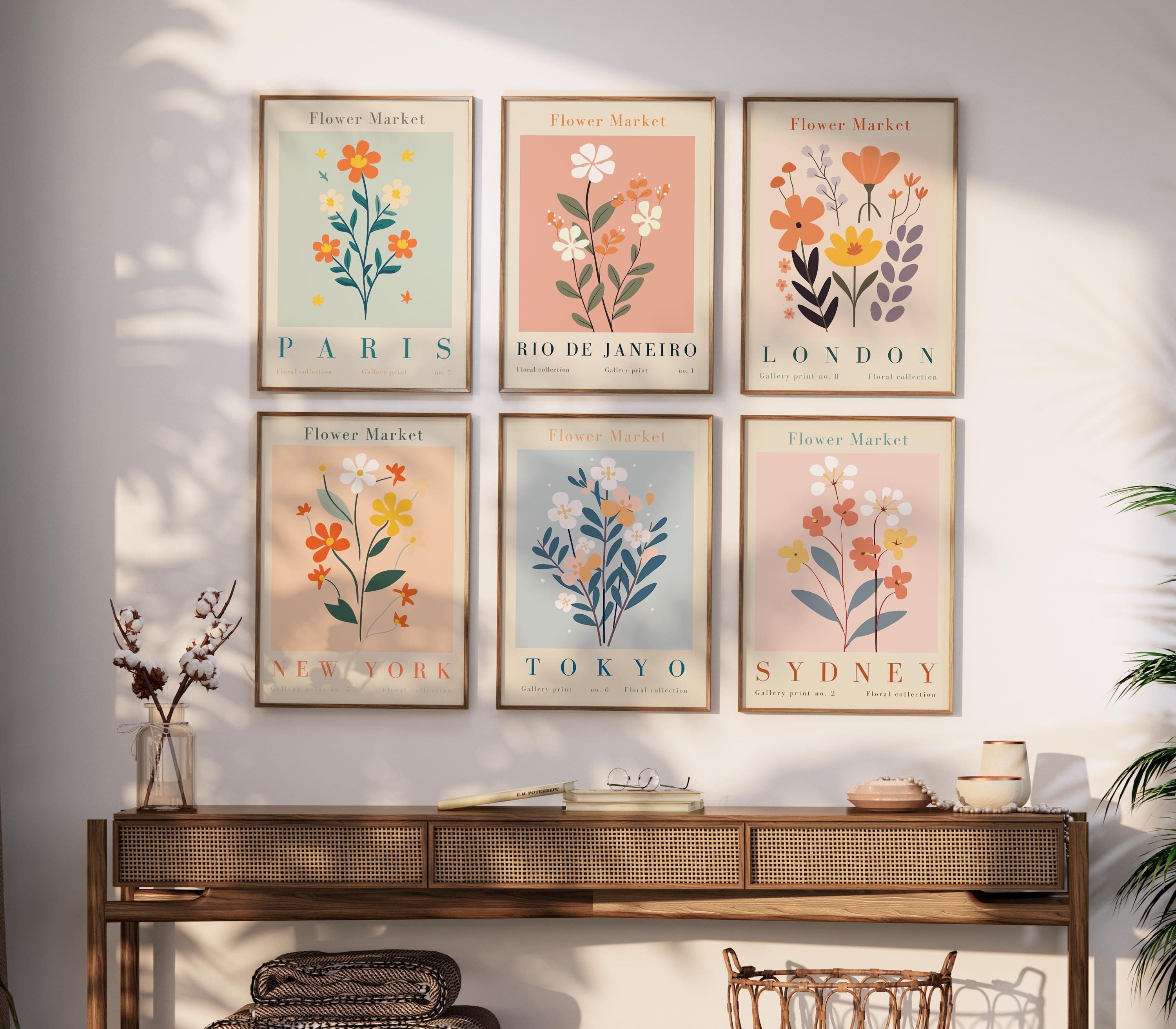 Vintage Flower Market Prints Set of 9 ,botanical Wall Art Bundle ...