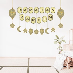 Ramadan Decor Garland, Flag Banner, Bunting. Ramadan Kareem. Ramadan Mubarak, Eid