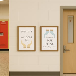 "Tutti sono benvenuti qui", cartello murale stampabile, cartello per la diversità in classe, decorazione inclusiva, download digitale