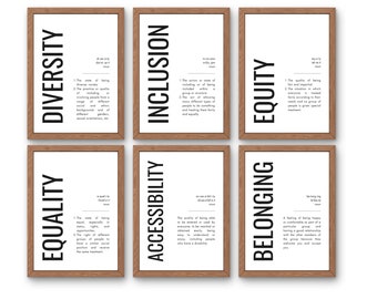 Art minimaliste pour l'inclusion et l'équité, cadeau imprimable pour assistante sociale, décoration de bureau motivante