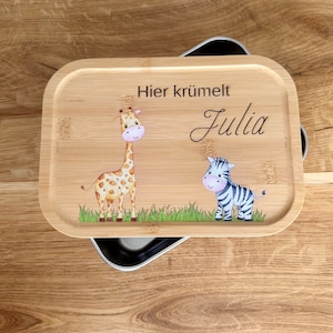 Personalisierte Brotbox Giraffe+ Zebra, Schulanfang, Kinder, Lunchbox, Kindergarten, Geburtstagsgeschenk