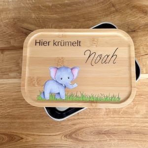 Personalisierte Brotbox Elefant, Schulanfang, Kinder, Lunchbox, Kindergarten, Geburtstagsgeschenk