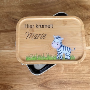 Personalisierte Brotbox Zebra, Schulanfang, Kinder, Lunchbox, Kindergarten, Geburtstagsgeschenk