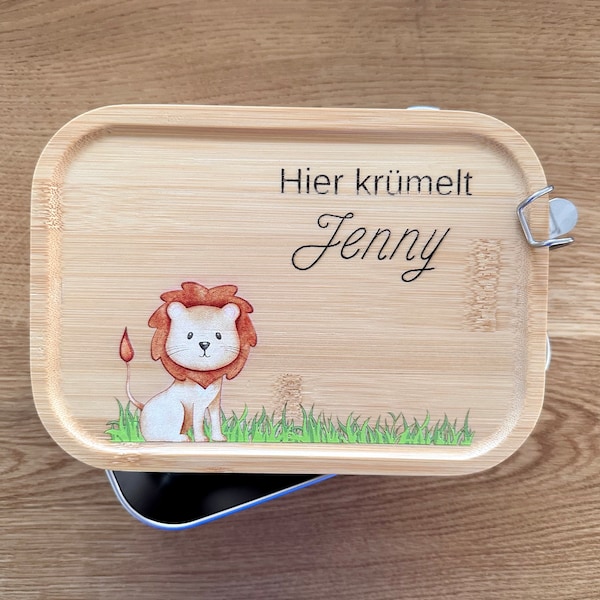 Personalisierte Brotbox Löwe, Schulanfang, Kinder, Lunchbox, Kindergarten, Geburtstagsgeschenk