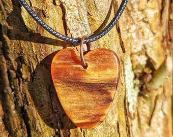 Handmade wooden heart necklace