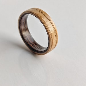 Handmade Bentwood Ring: Bog Oak and Oak Wooden Wedding Band