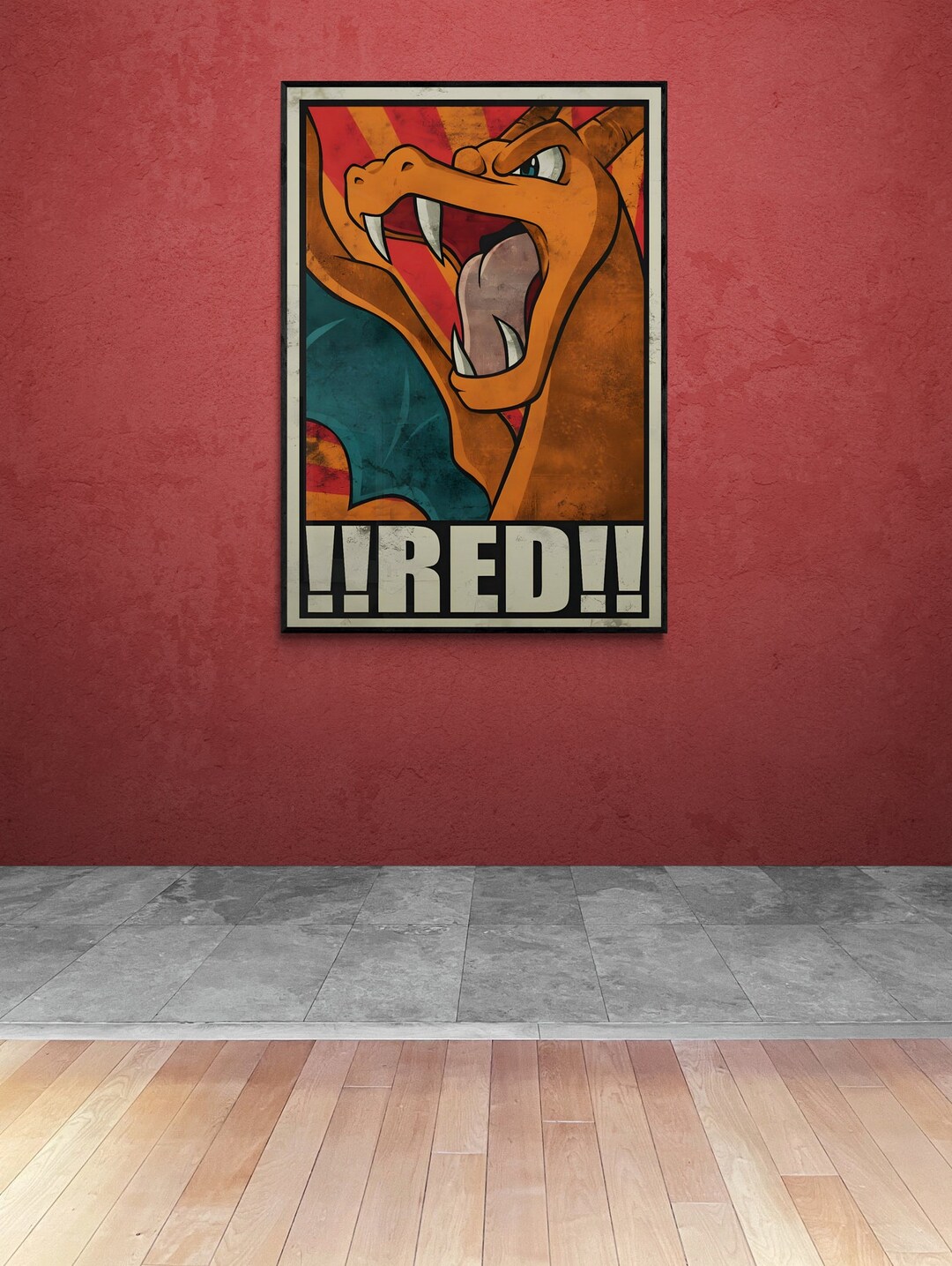 Charizard Wall Poster Pokemon Poster Wall Art Print Vintage Etsy