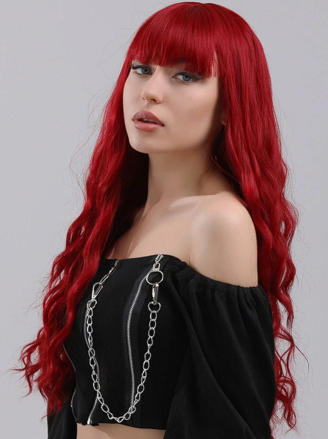 Accessoire Déguisement Perruque Cosplay EmaxDesign 70cm - Fibres Kanekalon, Bouclée, Résistante à La Chaleur - Rouge Avec Bonnet Et Peigne Perruque Femme Naturelle Accessoire Déguisement Perruque Cosplay EmaxDesign 70cm - Fibres Kanekalon, Bouclée, Résistante à La Chaleur - Rouge Avec Bonnet Et Peigne Perruque Femme Naturelle