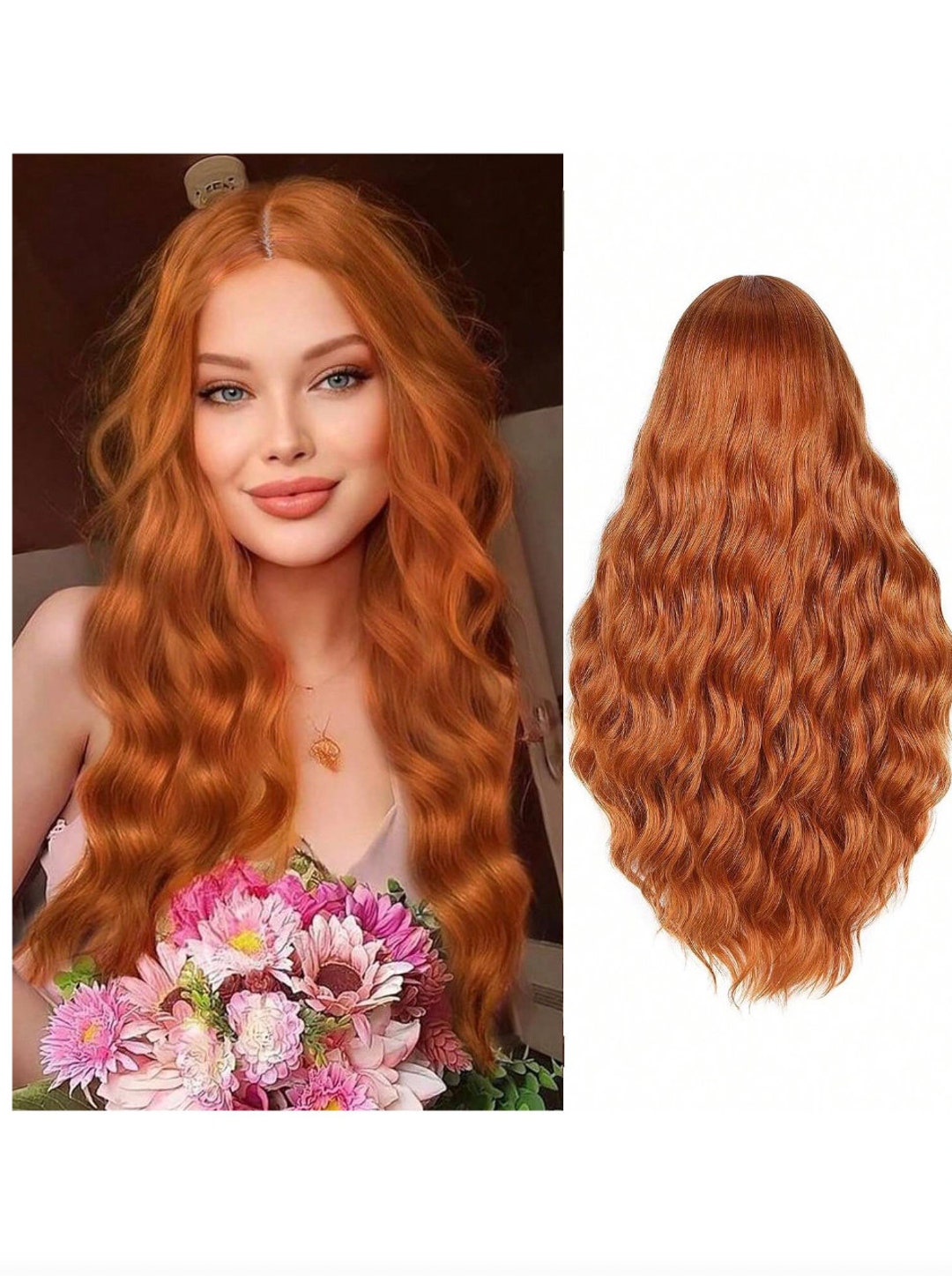 Long Wavy Redhead Wig,ginger Wig, Copper Hairs,halloween Wig,synthetic
