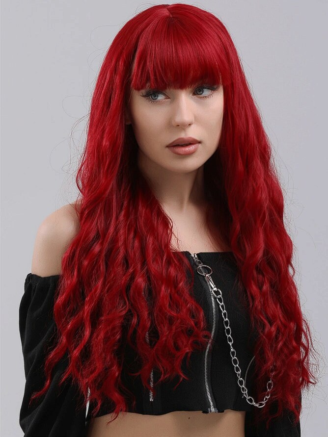 Red Curly Long Hair Red Hair Wig Wavy Heat Resistant Wig - Etsy