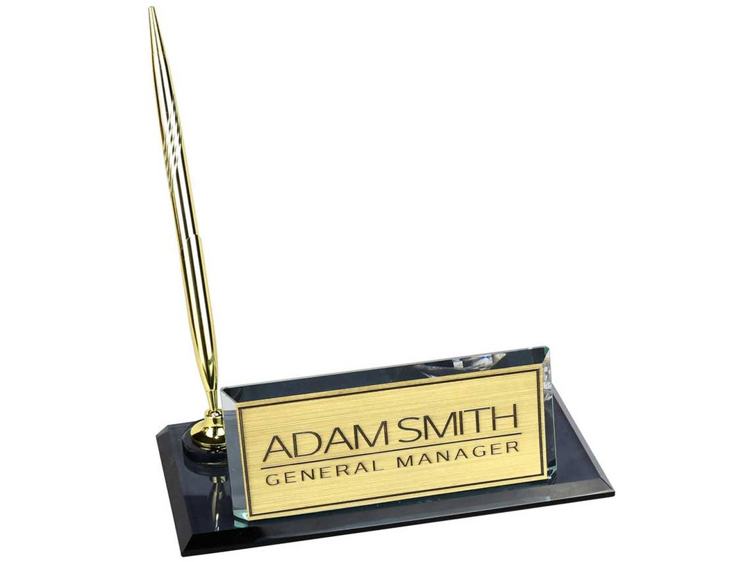 Personalized Luxury Desk Name Plate Black Glass Desk Name Etsy