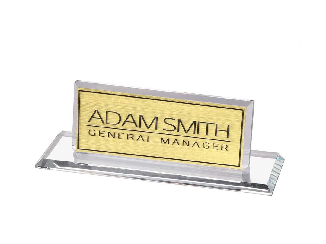 Personalized Luxury Desk Name Plate Clear Crystal Glass Desk Etsy