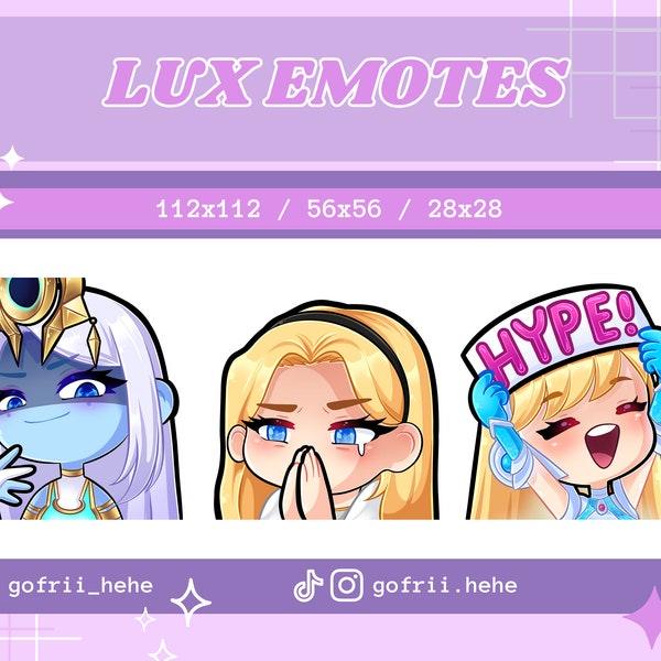 Lux Emote Pack For Twitch/Youtube/Discord | Streamig | Gaming | Discord Stickers | Stream Emotes