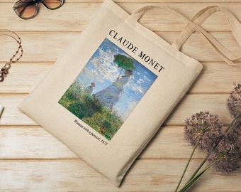 Claude Monet tote bag, aesthetic, beach bag, shopping bag, famous painting, impressionism, french artist, impressionist painter, portrait