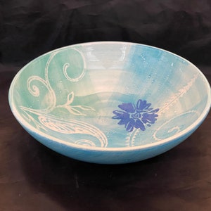 Pfaltzgraff Caribe Accents Aqua Blue Serving Bowl