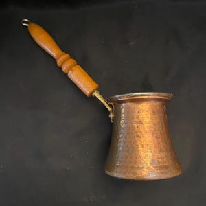 VTG Copper Turkish Coffee Pot, Cezve or Ibrik with Wood Handle