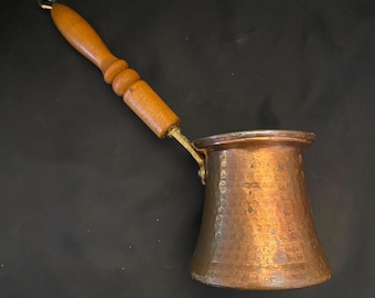 VTG Copper Turkish Coffee Pot, Cezve or Ibrik with Wood Handle