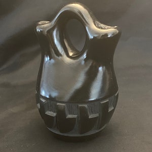 Santa Clara Pueblo Pottery Blackware Signed Wedding Vase