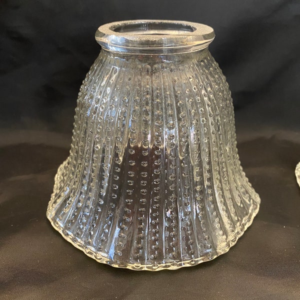 8-Sided Hobnail Beaded Clear Glass Pendant Shade