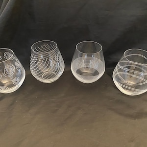 Etched Bohemia Czech Crystal Brandy Snifters / Wine Glasses