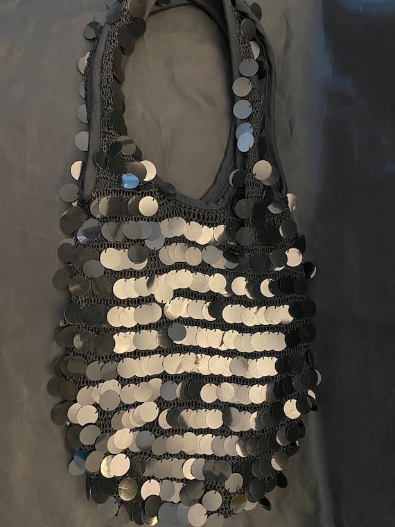 Black Sequined Knit Hobo Bag - image 1