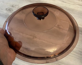 VTG Pyrex Visions Cranberry Glass 10-inch Replacement Lid