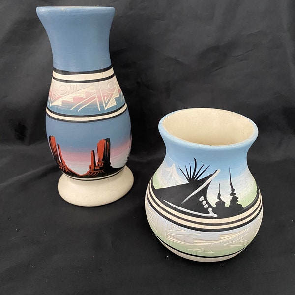 Mesa Verde Navajo Art Pottery Vases Signed