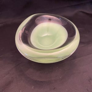 VTG Reijmyre Sweden Art Glass Ashtray Green and Clear Cased