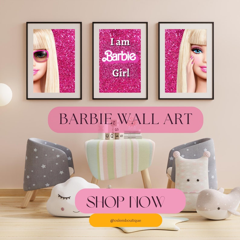 Set of 5 Barbie Wall Art Set Y2K Inspired Prints Modern Etsy