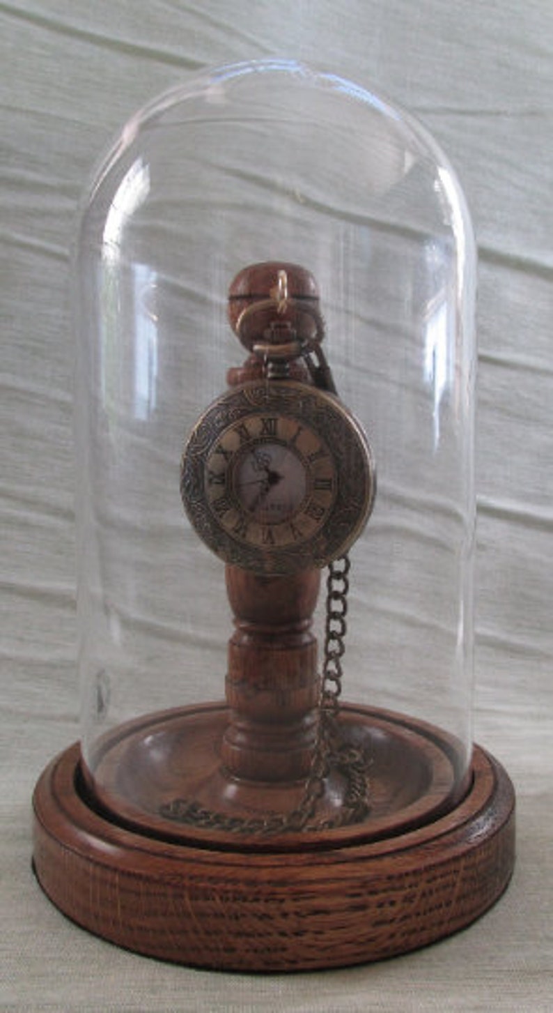 Pocket Watch Glass Display Dome Stand Single or Double Hanger in Dark