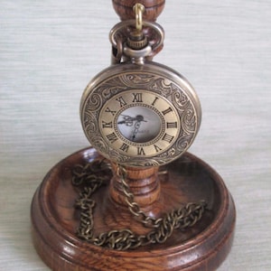 Pocket Watch Stand Dark Oak Hardwood Hanger Wooden Display Wood Holder Unique