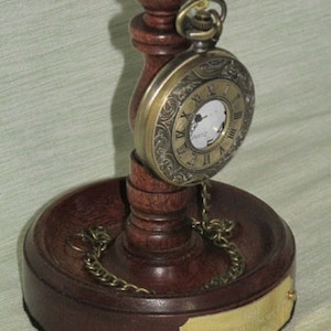 Pocket Watch Stand Engraved Free in Mahogany or Light Oak or Dark Oak